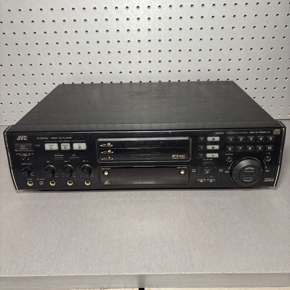 JVC XL-MV303BK 3 Disc Karaoke Video VCD CD Player Changer Tested
